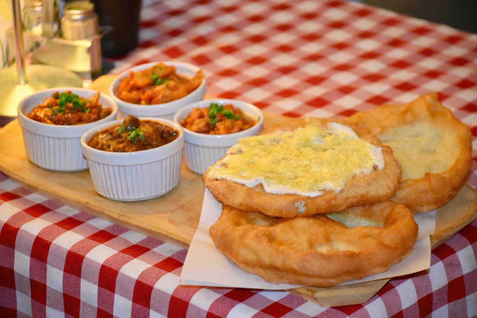 Langosh tapas for 2 person (Budapest ragout, Beef stew, Lecsó, Hungarian sausage sauce)